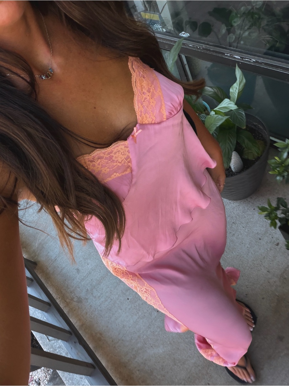Free People Wish You Were Here Slip Set in Neon Grapefruit Combo - Picture 4 of 5